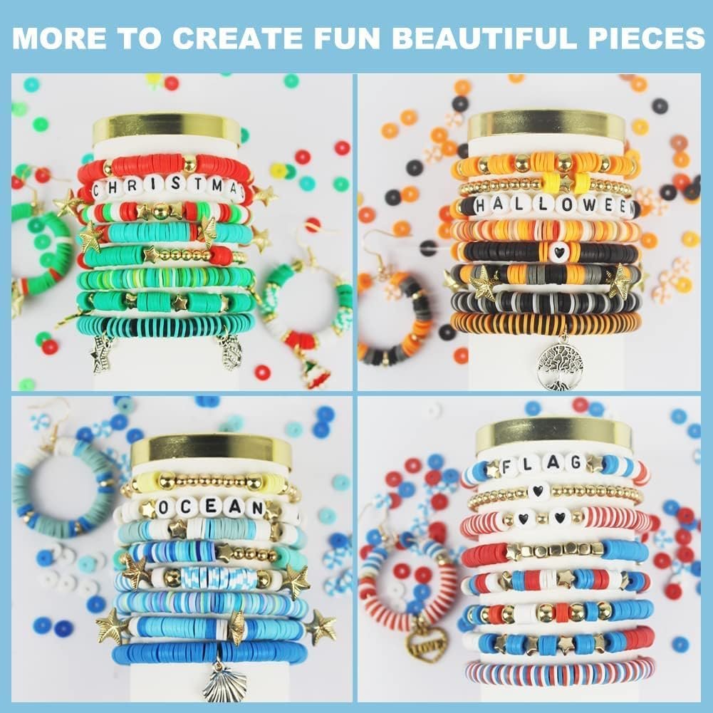 6000-Piece Colorful Polymer Clay Bead Kit for DIY Jewelry Making - 24 Assorted Round Heishi Disc Beads