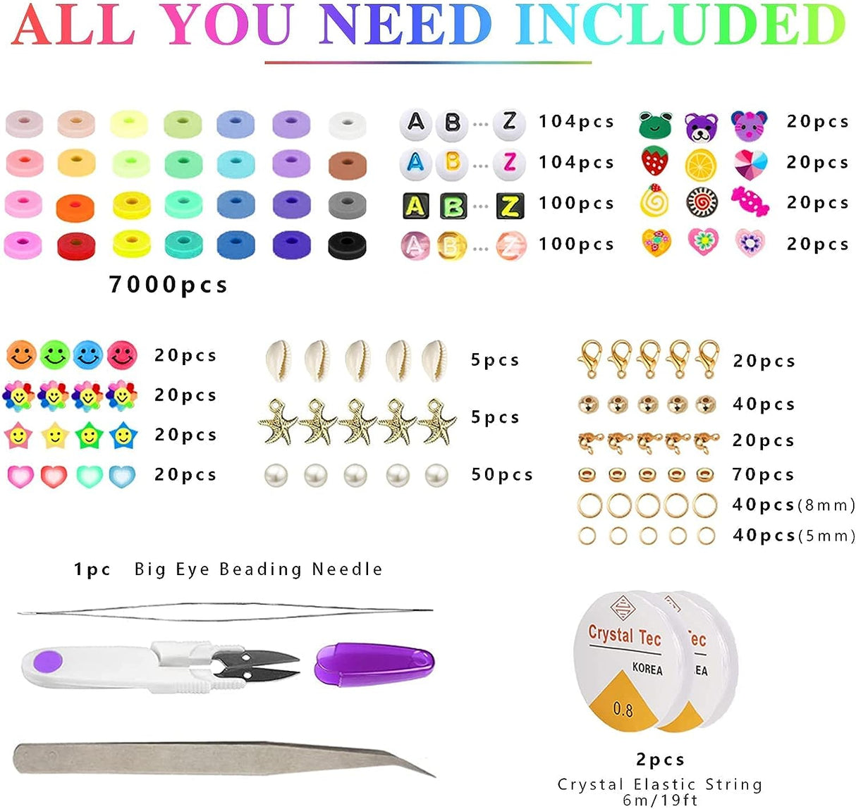 28 Color Polymer Clay Bead Jewelry Making Kit - 7860 Pieces of Alphabet & Decorative Beads for Creative Bracelets