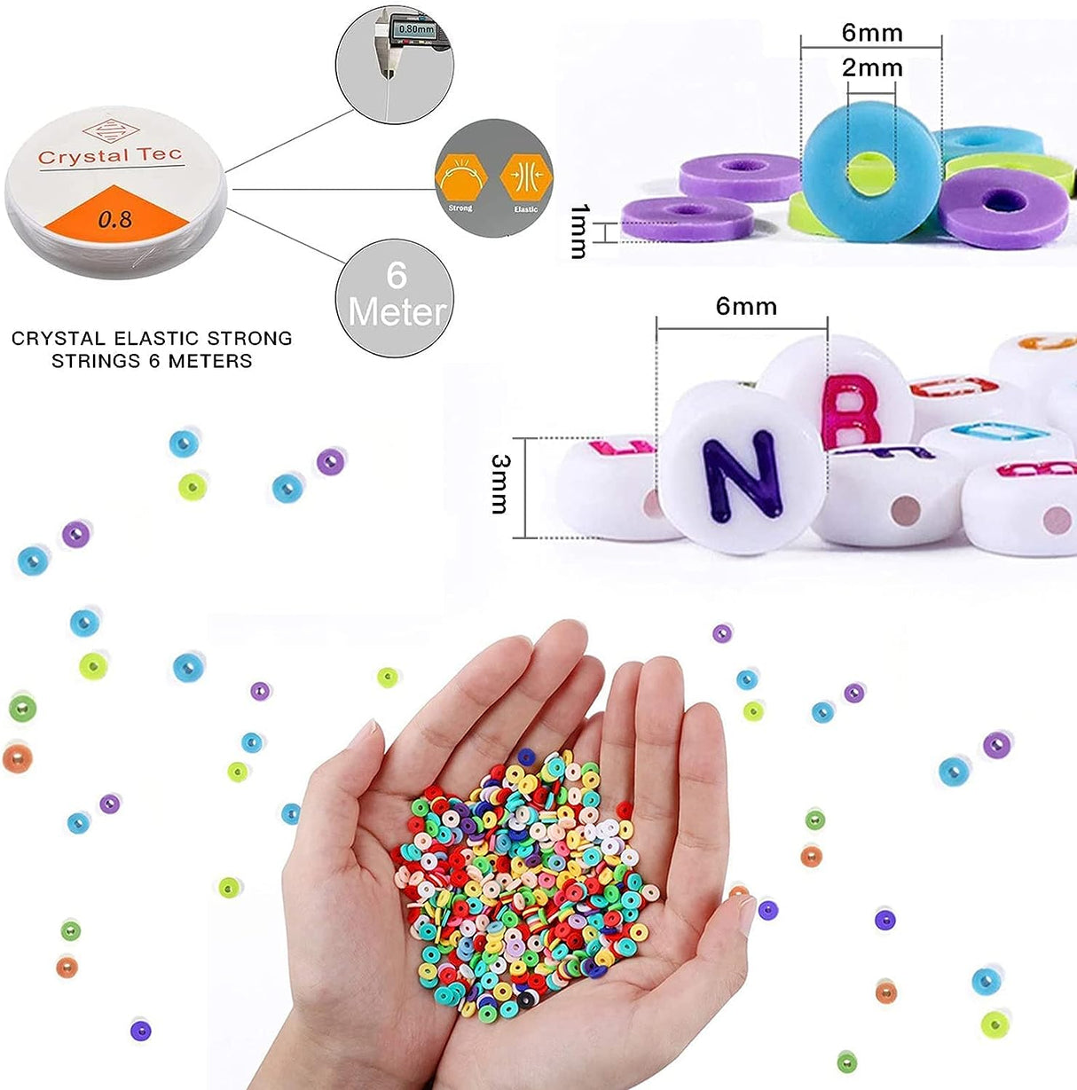 28 Color Polymer Clay Bead Jewelry Making Kit - 7860 Pieces of Alphabet & Decorative Beads for Creative Bracelets