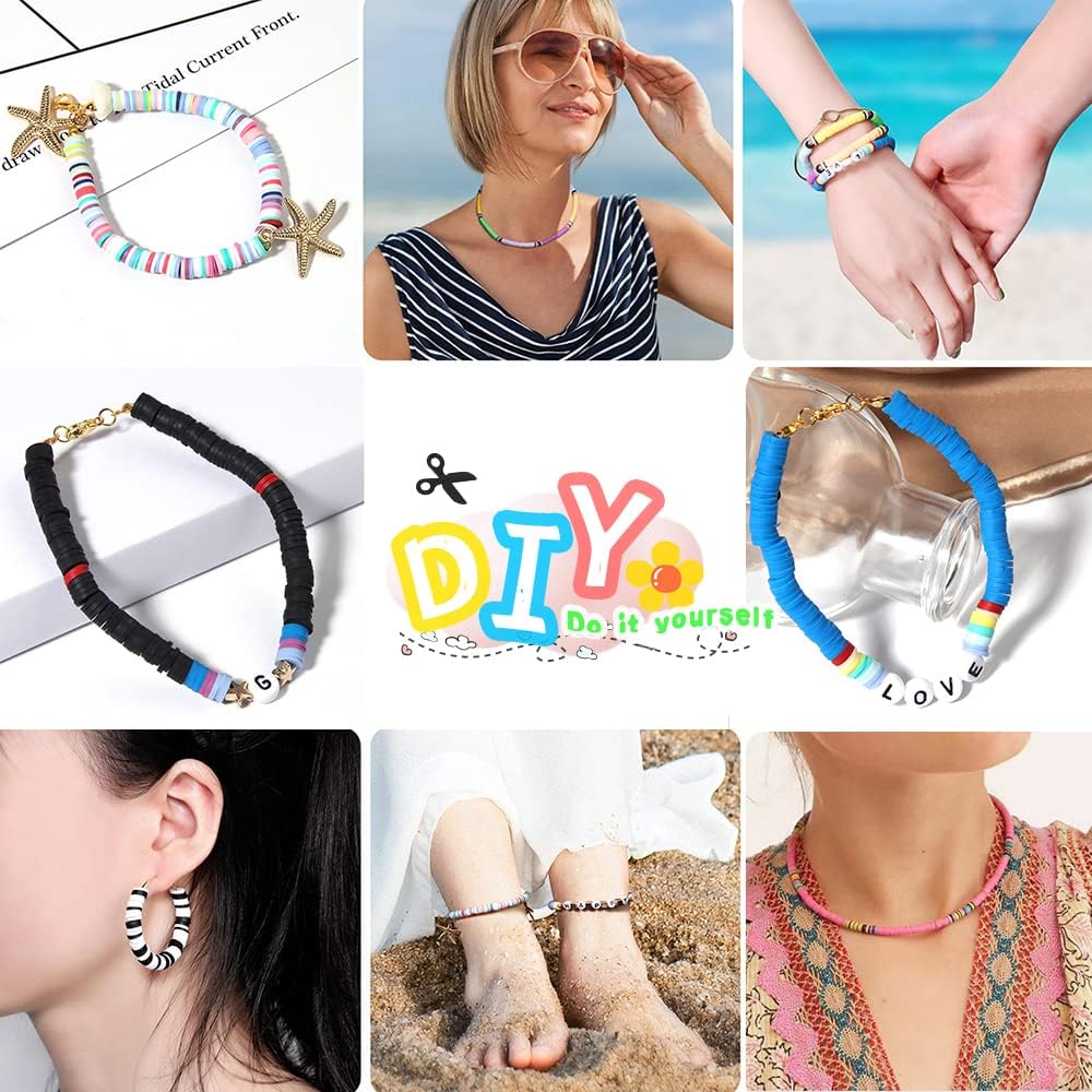 28 Color Polymer Clay Bead Jewelry Making Kit - 7860 Pieces of Alphabet & Decorative Beads for Creative Bracelets