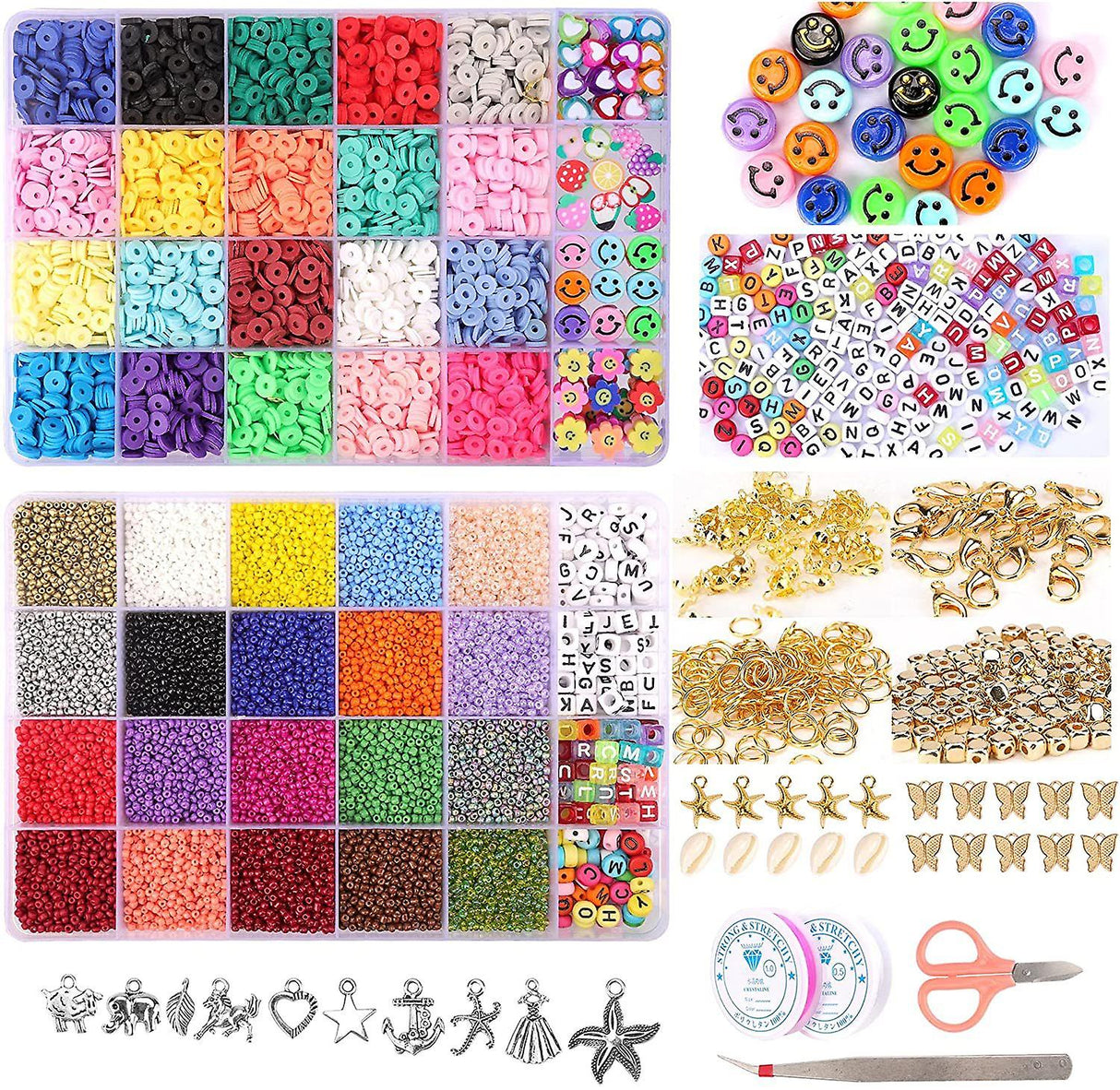 DIY 25000 Pcs A-Z Letter Beads & Polymer Clay Jewelry Making Kit for Unique Bracelets