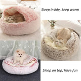 Light Brown Medium PawfectFriend Cozy Burrowing Cave Pet Bed for Dogs Cats Kitten Plush Warm Soft Sleeping Nest - Close-Up Angle