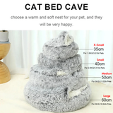 Light Brown Medium PawfectFriend Cozy Burrowing Cave Pet Bed for Dogs Cats Kitten Plush Warm Soft Sleeping Nest - 45-Degree Angle
