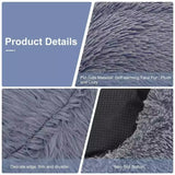 Medium-50cm Dark Gray PawfectFriend Dog Pet Cat Calming Bed Plush Beds Large Fluffy Donut Comfy Cushion Puppy Mat - Close-Up Angle