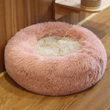 XL-70cm pink PawfectFriend Dog Pet Cat Calming Bed Plush Beds Large Fluffy Donut Comfy Cushion Puppy Mat - Extra Image