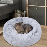 XXL-80cm peach PawfectFriend Dog Pet Cat Calming Bed Plush Beds Large Fluffy Donut Comfy Cushion Puppy Mat - Extra Image