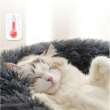 XXL-80cm Dark Gray PawfectFriend Dog Pet Cat Calming Bed Plush Beds Large Fluffy Donut Comfy Cushion Puppy Mat - Low Angle