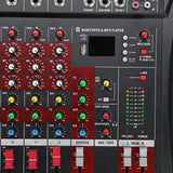 Hridz 12 Channel Mixing Console Live Studio Audio DJ Mixer Sound Board USB Interface - Side View