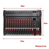 Hridz 12 Channel Mixing Console Live Studio Audio DJ Mixer Sound Board USB Interface - 45-Degree Angle