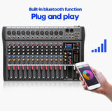 Hridz 12 Channel Mixing Console Live Studio Audio DJ Mixer Sound Board USB Interface - Rear View