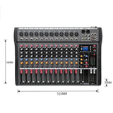 Hridz 12 Channel Mixing Console Live Studio Audio DJ Mixer Sound Board USB Interface - Close-Up Angle