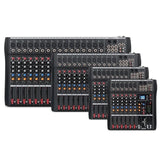 Hridz 12 Channel Mixing Console Live Studio Audio DJ Mixer Sound Board USB Interface - Low Angle