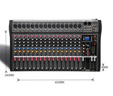 Hridz 16 Channels Audio Sound Mixer Mixing DJ Console USB with 48V Phantom Power - Side View