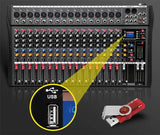 Hridz 16 Channels Audio Sound Mixer Mixing DJ Console USB with 48V Phantom Power - Close-Up Angle