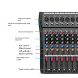 Hridz CT-80S Professional Audio Mixer – 8 Channels Bluetooth USB Mixer with Effects, 48V Phantom Power, and Built-in Sound Card, 8 Channels Audio Sound Mixer Mixing DJ Console USB with 48V Phantom Power - 45-Degree Angle