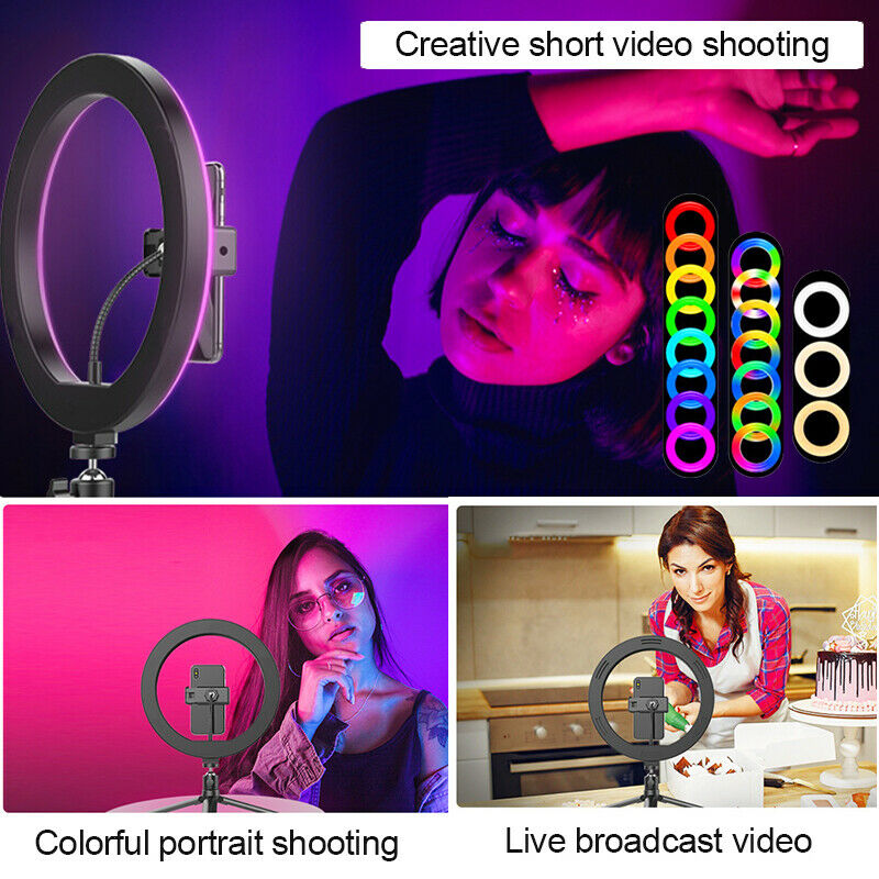 Hridz Makeup Selfie 10inches 26cm RGB Ringlight Dimmable LED Fill Ring Lamp