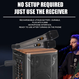 HridZ Dual Channel UHF Wireless Microphone System with Rechargeable Mics for Performances and Events - Side View