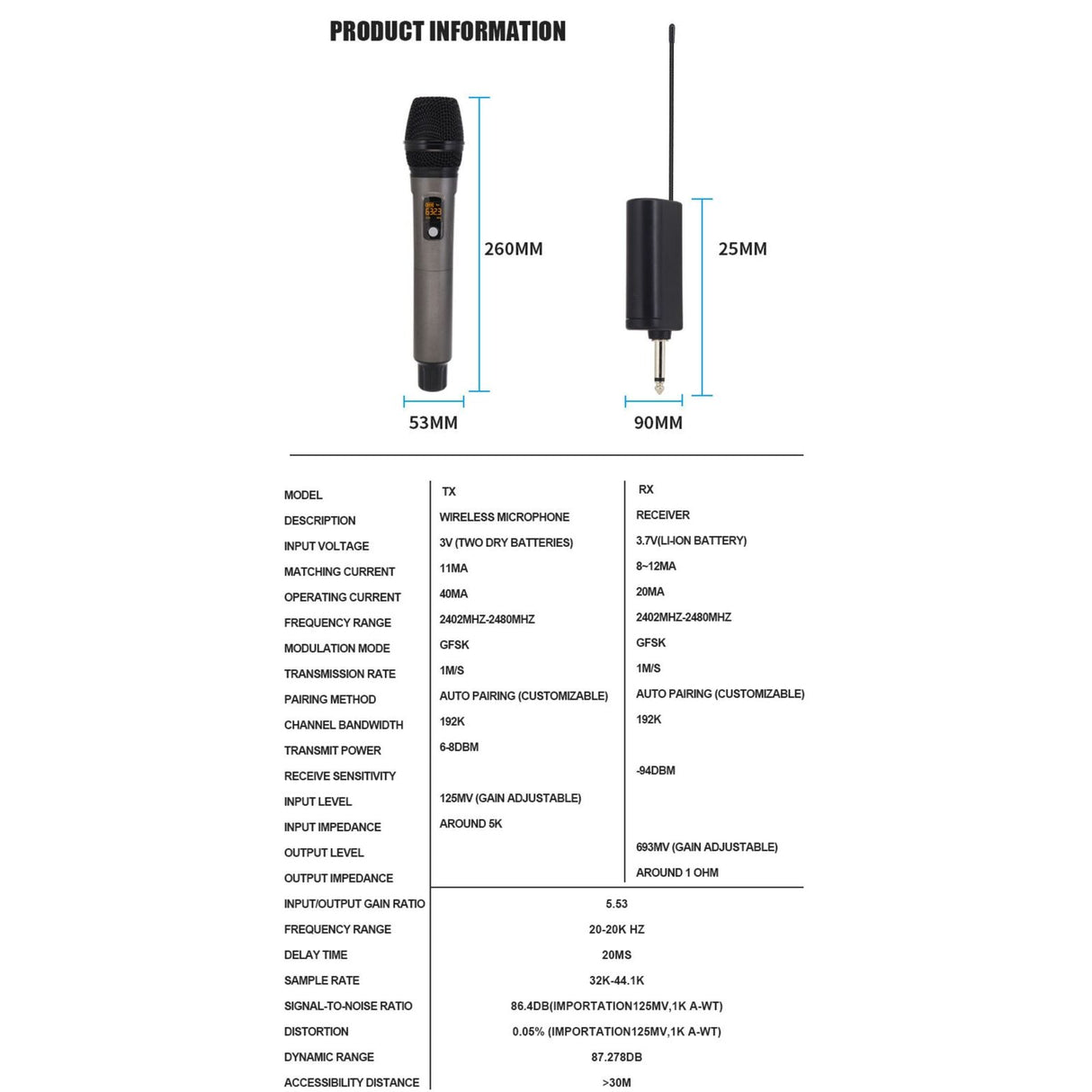 HridZ Dual Channel UHF Wireless Microphone System with Rechargeable Mics for Performances and Events
