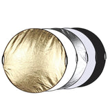 Hridz 110cm 5in1 portable light reflectors with Grip Translucent, Silver, Gold, White, and Black - Front View
