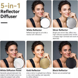 Hridz 110cm 5in1 portable light reflectors with Grip Translucent, Silver, Gold, White, and Black