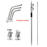 HRIDZ 10.8ft/330cm Heavy Duty Studio C Stand Century Stand Boom Arm Grip Heads Kit - Front View