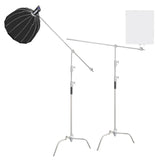 HRIDZ 10.8ft/330cm Heavy Duty Studio C Stand Century Stand Boom Arm Grip Heads Kit - Side View