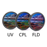 Hridz 3pcs UV CPL FLD Lens Filter Combo pack with Pouch for SLR Camera Colour Lens UV Filter - 58mm - Front View