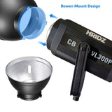 Hridz 300W COB Video Light LED Ultra Bright VL300 Bi-Color COB 2800-6800K Bowens - Side View