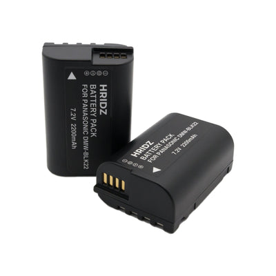 Hridz BLK22 2pcs Battery for Panasonic DMW-BLK22 LUMIX DSLR - 2-batteries only