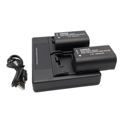 Hridz BLK22 Battery and Dual charger pack for Panasonic DMW-BLK22 LUMIX DSLR - combo-pack