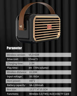 Classic Retro Bluetooth Speaker: Portable High-Quality Stereo Sound for Any Setting - Side View