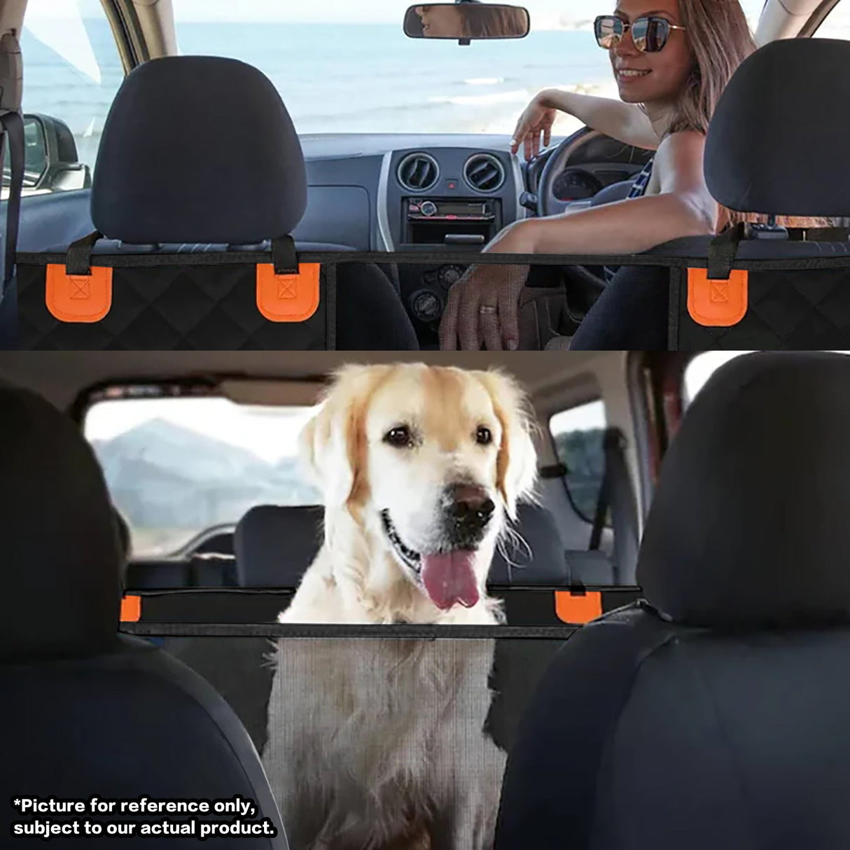 Black PawfectFriend Hard Bottom Car Back Seat Extender & Hammock for Dogs ??63x132cm Waterproof, Heavy-Duty Pet Seat Protector
