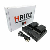 HRIDZ LP-E6 2 Batteries and 1 Dual Charger for Canon LP-E6n LP E6 Battery - Front View