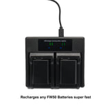 Hridz FW50 Battery Charger for Sony Alpha A7 A7II NEX-3 3N 5 NEX-6 NEX-7 - Side View