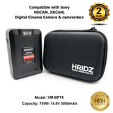 HRIDZ VM-BP74 V Lock V Mount Battery - 74Wh 14.8V 5000mAh Li-ion Battery - Close-Up Angle