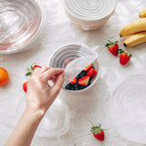 Food Grade Silicone Stretch Lids: Your Ultimate Reusable Food Covers - set of 7 (Test) - Top-Down View