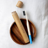 Eco-friendly Bamboo Toothbrush Travel Set - Top-Down View