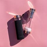Rose Gold Crystal Bottle with Gemstone Base and Tea Infuser - Side View