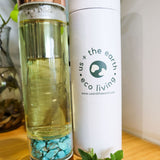 Rose Gold Crystal Bottle with Gemstone Base and Tea Infuser - 45-Degree Angle