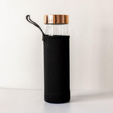 Rose Gold Crystal Bottle with Gemstone Base and Tea Infuser - Close-Up Angle