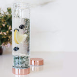 Rose Gold Crystal Bottle with Gemstone Base and Tea Infuser - Extra Image