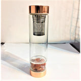 Rose Gold Crystal Bottle with Gemstone Base and Tea Infuser - Extra Image
