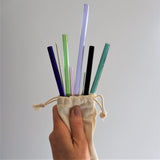 Glass Drinking Straw Set with Metal Straw Cleaner - Side View