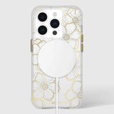 Case-Mate Floral Gems MagSafe Case For iPhone 15 Pro - Gold - Front View