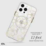 Case-Mate Floral Gems MagSafe Case For iPhone 15 Pro Max - Gold - Front View