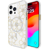 Case-Mate Floral Gems MagSafe Case For iPhone 15 Pro Max - Gold - Rear View
