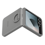 Samsung Silicone Case with Ring for Galaxy Z Flip6 - Grey - 45-Degree Angle