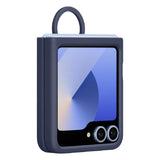 Samsung Silicone Case with Ring for Galaxy Z Flip6 - Dark Blue - 45-Degree Angle