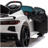 12V Licensed V8 Corvette Battery Powered Sports Kids Ride On Car – White - Front View