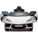 12V Licensed V8 Corvette Battery Powered Sports Kids Ride On Car – White - Rear View